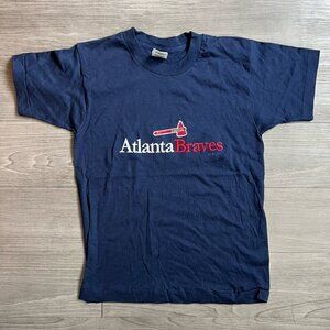 Vintage 90s Atlanta Braves Embroidered T-Shirt Single Stitch Youth 14/16 L